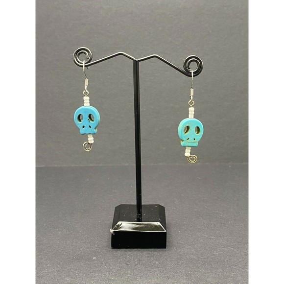 Blue Skull Earrings by Neanie-Bot Handmade Jewelry Creations - Picture 2 of 4